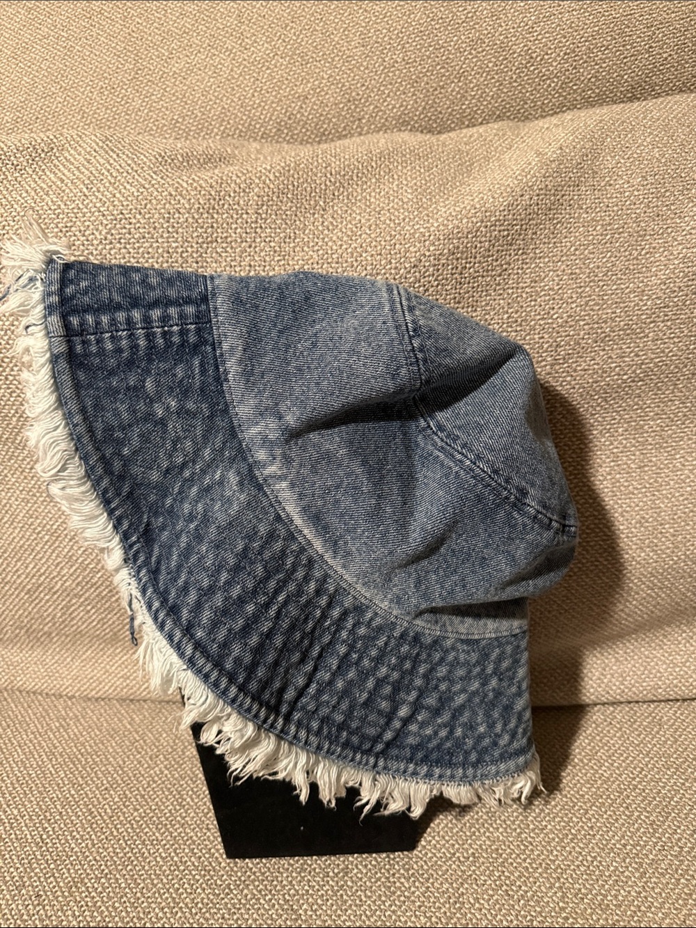 Denim Bucket Hat with Frayed Edge NEW